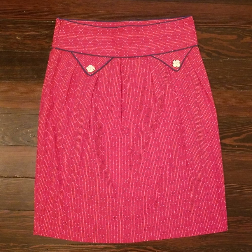 Anthropologie Red/Blue Subtle Striped Skirt